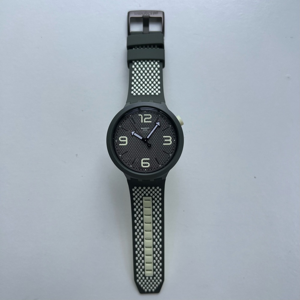 NEW SWATCH BIG BOLD Swiss Watch / Army Green & Cream Colorway